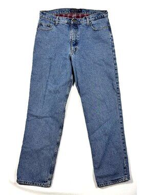 Army Navy Fleeced Lined Blue Denim Jeans 38/34 Workwear Relaxed Fit